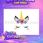 Free Eyelash Unicorn Free Colorful Flowers Magical Free SVG 2 - Instant Download