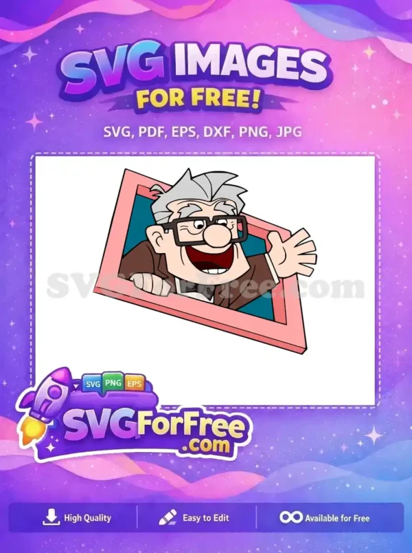 Free Waving Carl Fredricksen Free Happy Old Man Up Free SVG