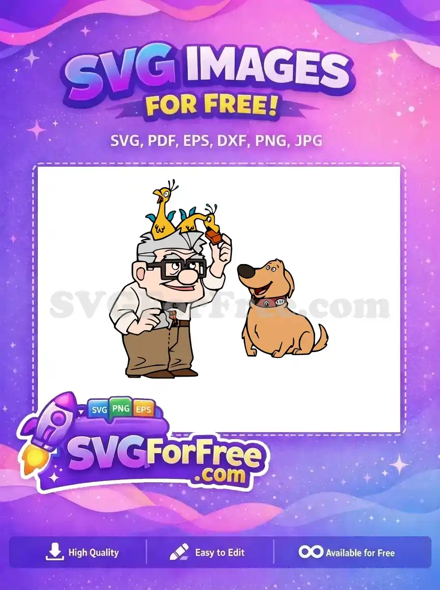 Free Carl Fredricksen Free Dug Brown Hair Up Free SVG