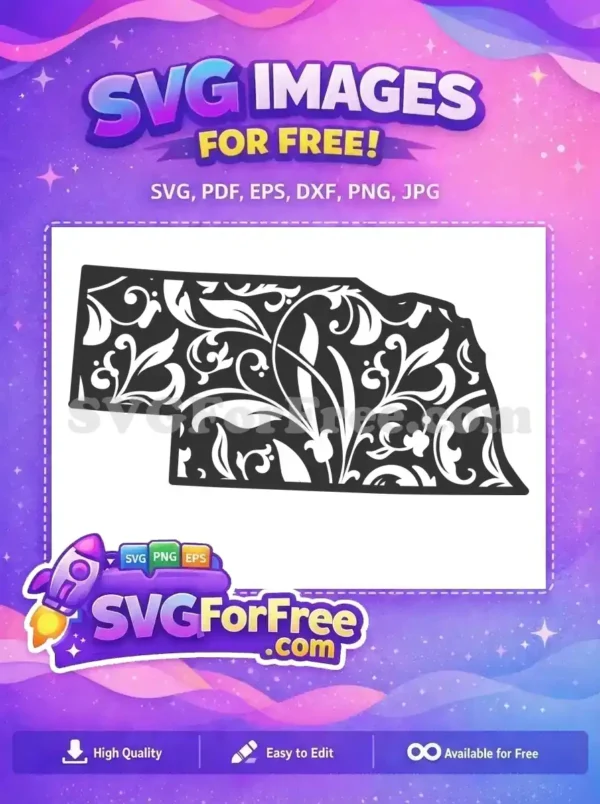 Free Nebraska Floral Vines Free Nebraska State Silhouette Free SVG