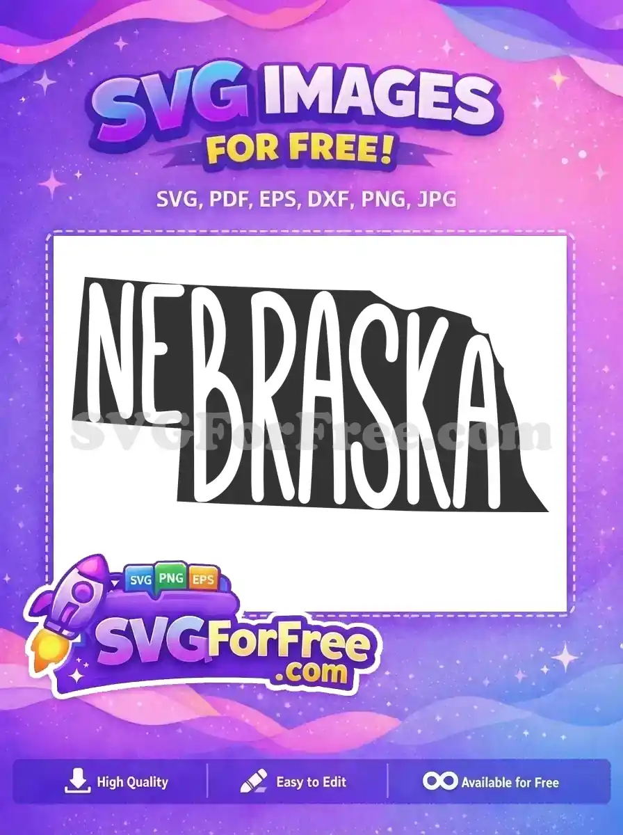 Free Nebraska State Free Bold Text Nebraska Free SVG