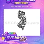 Free Floral New Jersey Free State Free SVG - Instant Download
