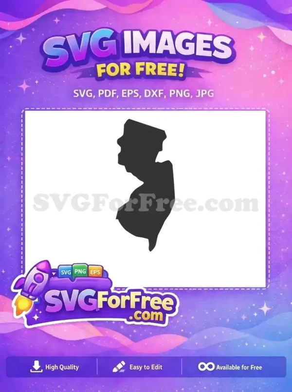 Free Detailed State Shape Free New Jersey USA Free SVG