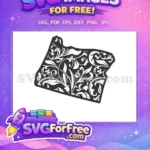 Free Floral Oregon Free State Silhouette Art Free SVG - Instant Download