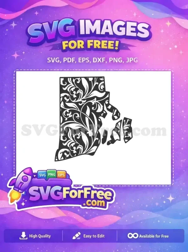 Free Floral Vines Design Free Rhode Island State Free SVG