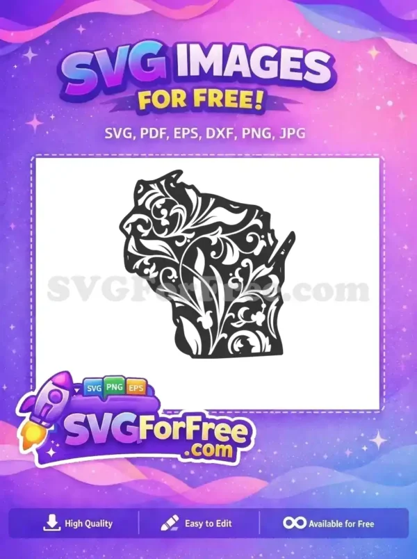 Free Floral Vines Free Wisconsin State Silhouette Free SVG Free Floral Vines Free Wisconsin State Silhouette Free SVG