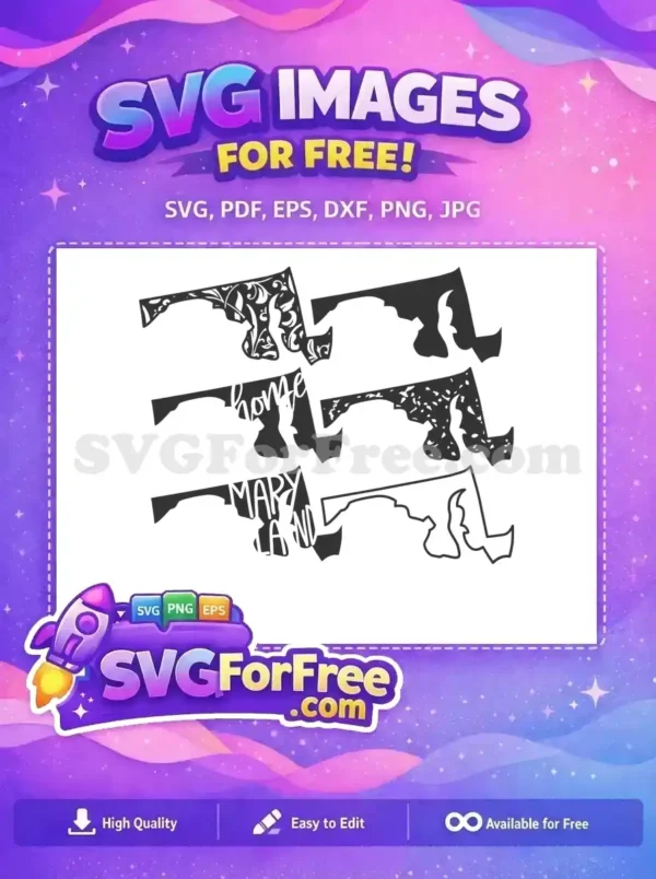 Free Floral Home Maryland Free Maryland Text Free SVG