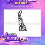 Free Floral Delaware Free Silhouette USA Free SVG - Instant Download