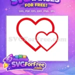 Free Red Outlined Heart Free Overlapping Design Valentine Free SVG - Instant Download