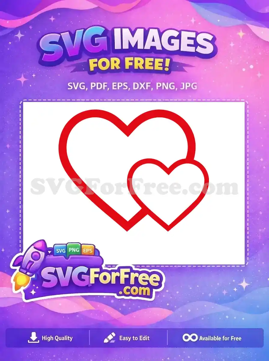 Free Red Outlined Heart Free Overlapping Design Valentine Free SVG