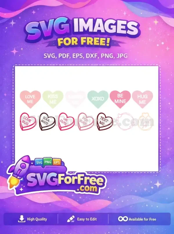 Free Pastel Hearts Free Candy Conversation Valentine's Day Free SVG