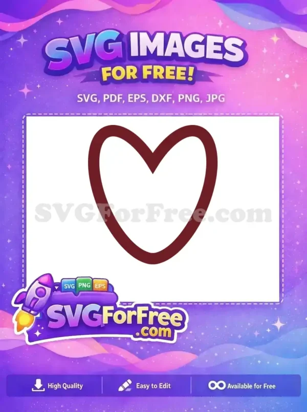 Free Maroon Outline Free Heart Valentine's Day Free SVG