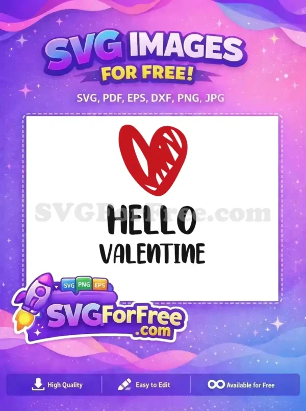 Free Red Heart Free Hello Valentine Quote Free SVG