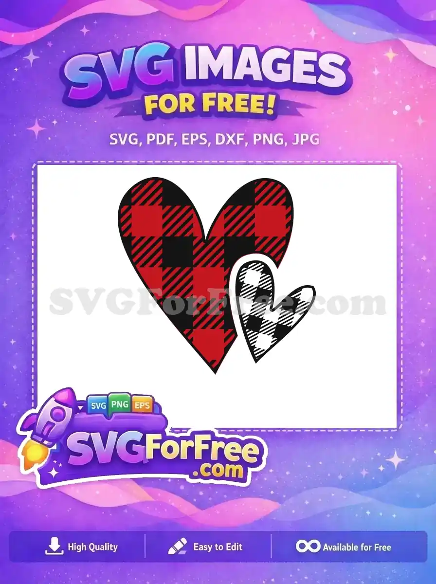Free Red Black Plaid Free Buffalo Check Valentine Free SVG