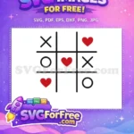Free Tic Tac Toe Free Hearts and Crosses Valentine Free SVG - Instant Download