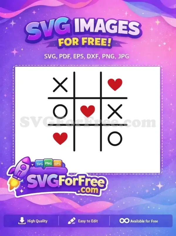 Free Tic Tac Toe Free Hearts and Crosses Valentine Free SVG