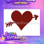 Free Arrow Pierced Heart Free Dark Red Valentine's Day Free SVG - Instant Download