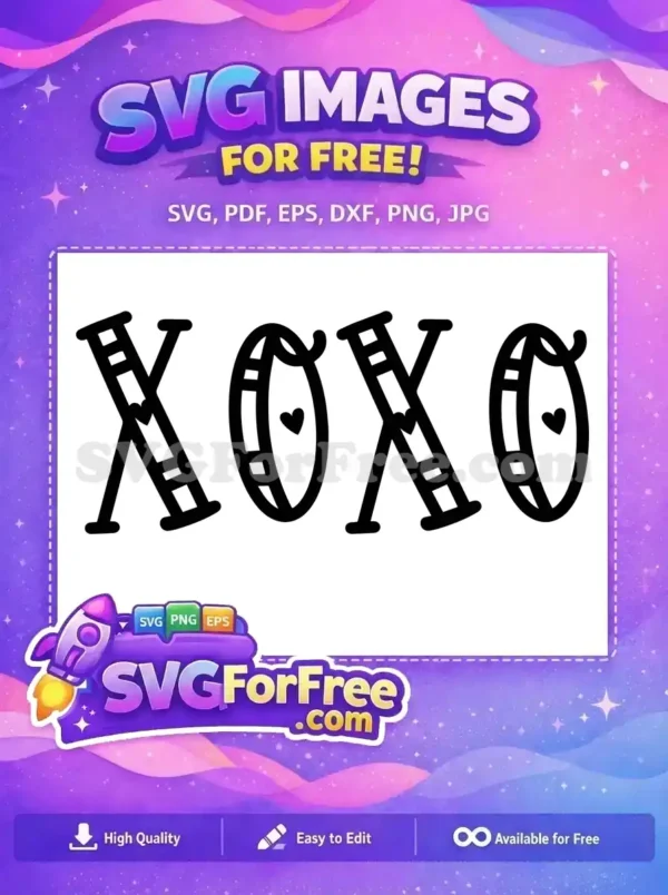 Free Bold XOXO Free Heart Detail Valentines Free SVG