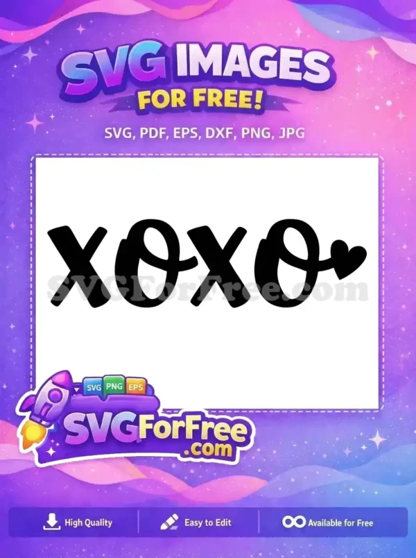 Free Bold XOXO Letters Free Heart Valentines Day Free SVG