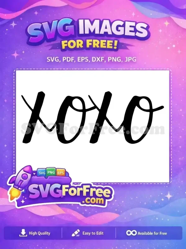 Free Love Hugs Kisses Free XOXO Lettering Valentines Free SVG