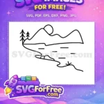 Free Mountain Peaks Free River Line Art Landscape Free SVG 2 - Instant Download