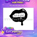 Free Dripping Vampire Lips Free Silhouette Halloween Free SVG - Instant Download