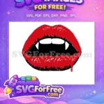 Free Dripping Red Lips Free Vampire Fangs Halloween Free SVG - Instant Download