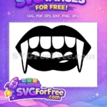 Free Black Silhouette Lips Free Sharp Fangs Vampire Free SVG - Instant Download