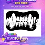 Free Sharp Fangs Free Silhouette Vampire Scary Free SVG - Instant Download