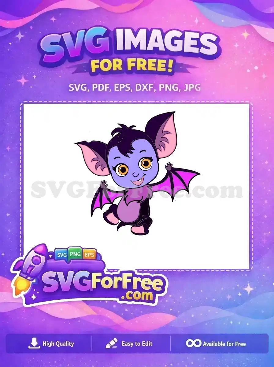 Free Happy Expression Free Purple Bat Vampirina Free SVG
