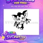 Free Cute Bat Free Smiling Face Vampirina Free SVG - Instant Download