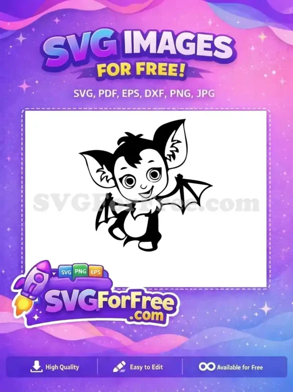 Free Cute Bat Free Smiling Face Vampirina Free SVG