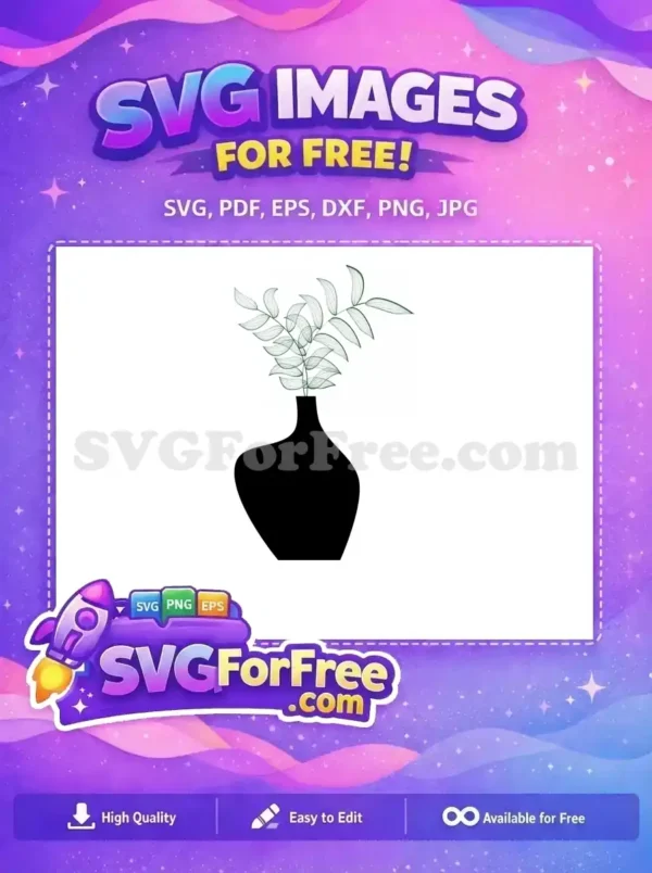 Free Green Leaf Free Vase Silhouette Art Free SVG