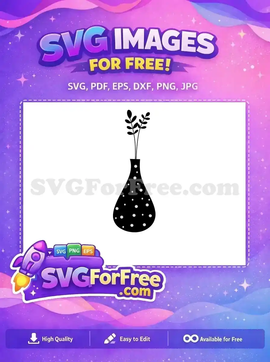 Free Black Vase Free White Dots Silhouette Free SVG