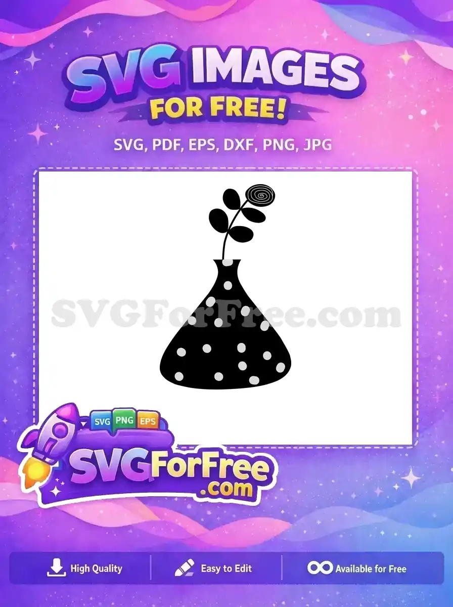 Free Black Polka Dot Vase Free Flower Silhouette Art Free SVG