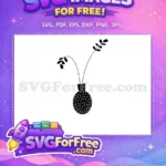 Free Black Vase Silhouette Free Polka Dots Art Free SVG - Instant Download