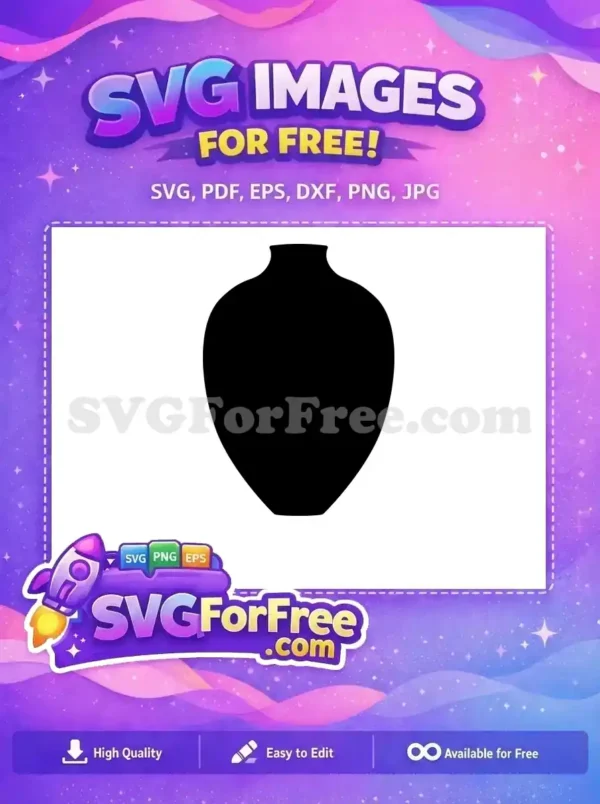 Free Elegant Black Free Pottery Vase Silhouette Free SVG