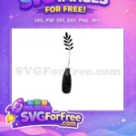 Free Dotted Vase Free Leaves Plant Silhouette Free SVG - Instant Download