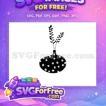 Free Black Polka-dot Vase Free Leaf Stems Silhouette Free SVG - Instant Download
