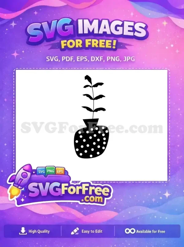 Free Polka Dot Vase Free Plant Stem Silhouette Free SVG Free Polka Dot Vase Free Plant Stem Silhouette Free SVG