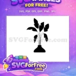 Free Banana Leaf Free Potted Vase Silhouette Free SVG - Instant Download