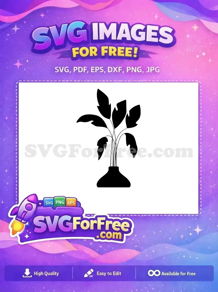 Free Banana Leaf Free Potted Vase Silhouette Free SVG