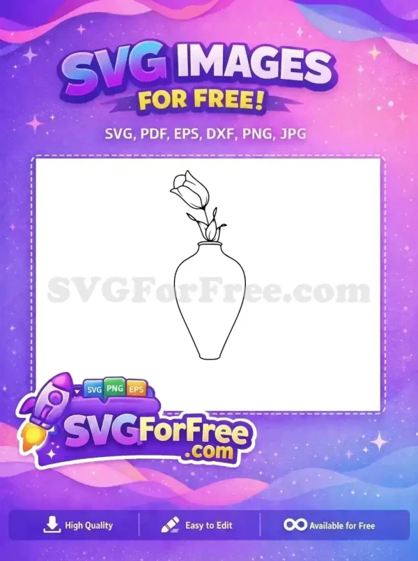 Free Tulip Flower Free Vase Silhouette Image Free SVG