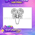 Free Two Roses Free Vase Silhouette Art Free SVG - Instant Download