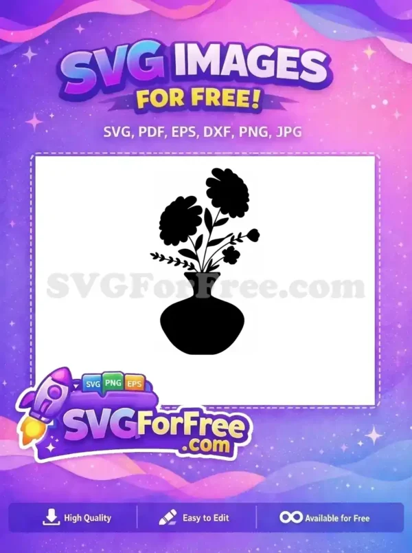 Free Silhouette Vase Free Flower Arrangement Free SVG