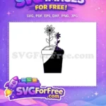 Free Black White Flower Free Purple Half Vase Silhouette Free SVG - Instant Download