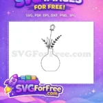 Free Flower Bud Free Leaves Vase Silhouette Free SVG - Instant Download