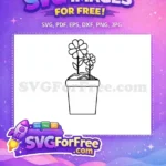 Free Two Daisies Free Vase Silhouette Flower Pot Free SVG - Instant Download