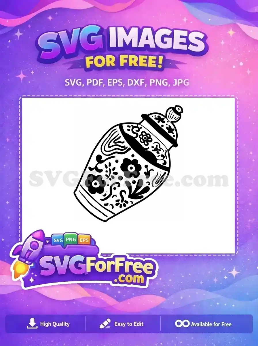 Free Black Floral Free Vase Silhouette Art Free SVG
