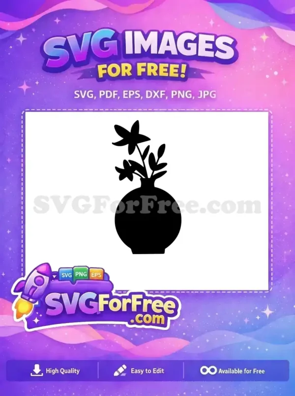 Free Black Flower Free Petal Vase Silhouette Free SVG